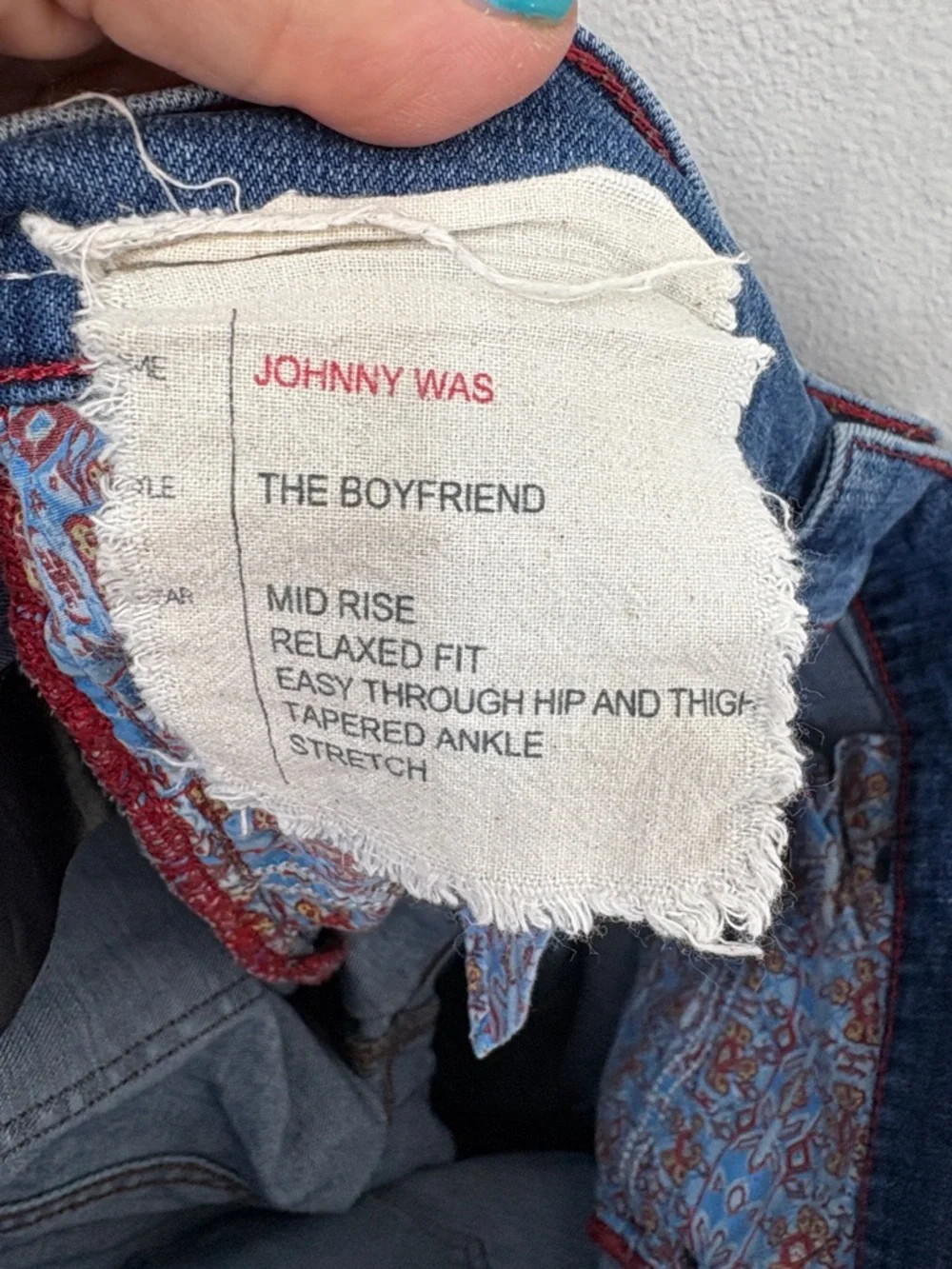 Johnny Was The Boyfriend Mid Rise Stretch Tapered Jeans Women Size 28
